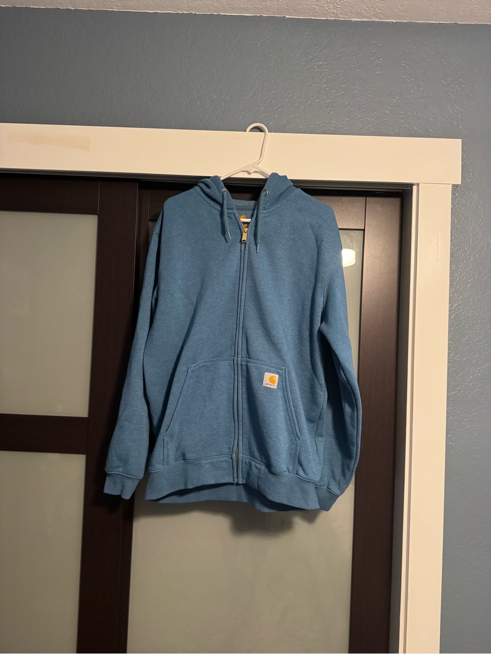 Carhartt Teal Blue Zip Hoodie with Front Pockets